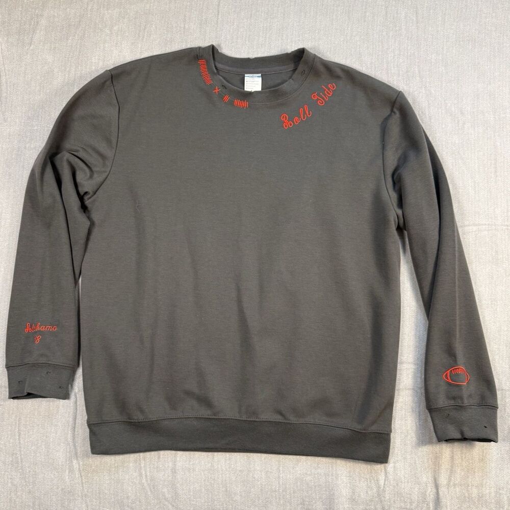 Alabama Roll Tide Women’s Crewneck Sweatshirt Embroidered Football size L Grey
